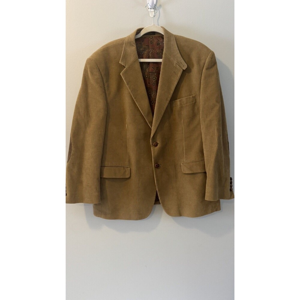 Lauren Ralph Lauren Blazer Men 44 Khaki Sports Jacket Paisley Corduroy Patch